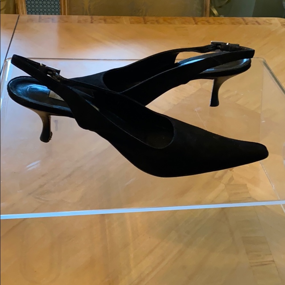 Black suede sling backs